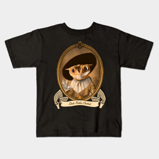 Renaissance Reptile - Duke Rubin Crestado (A Crested Gecko) Kids T-Shirt by JMSArt